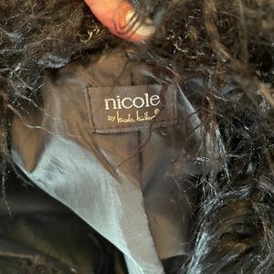 large Nicole black leather jacket with faux fur